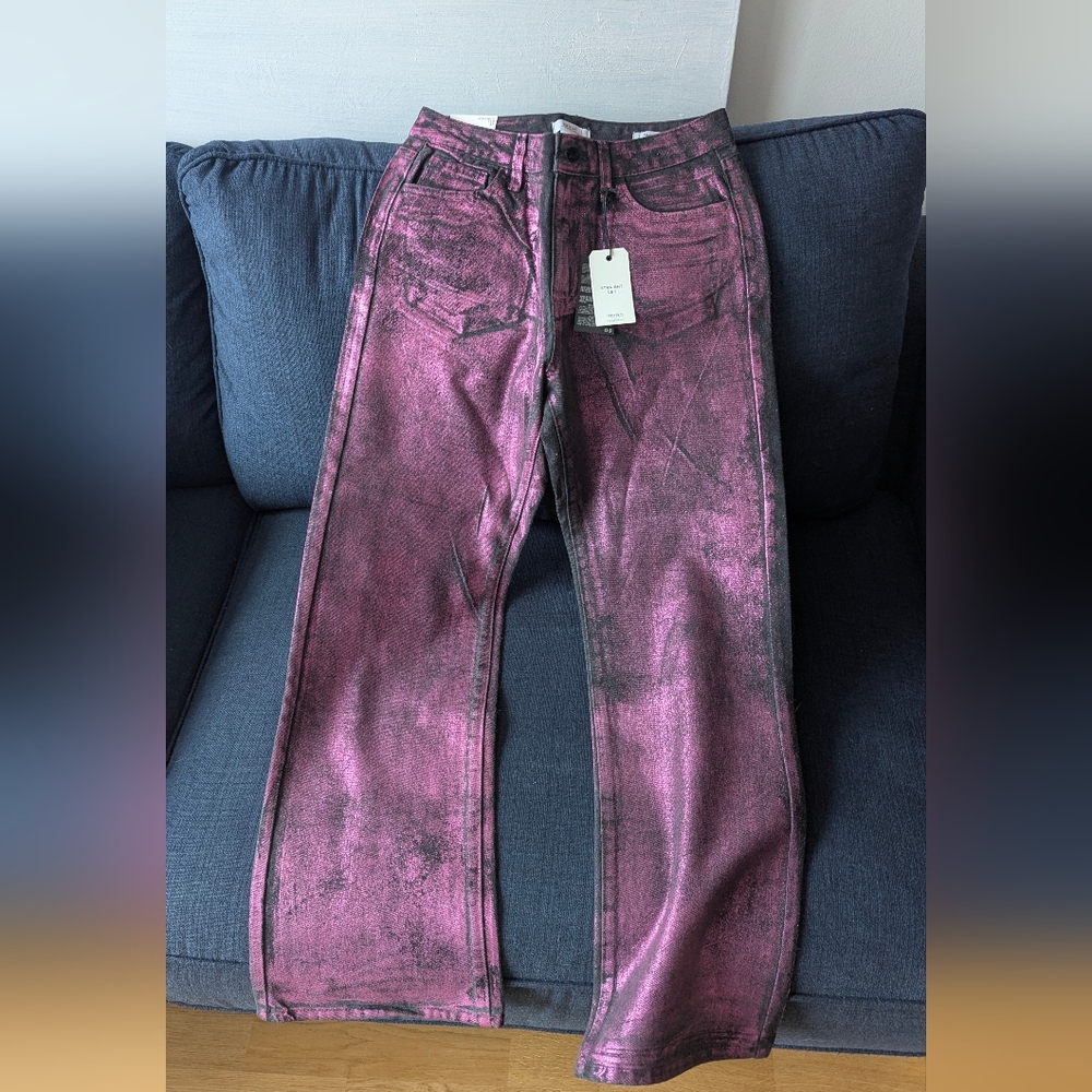NWT Metallic Pink-Purple High-Waist Jeans